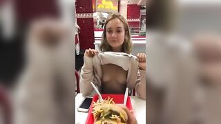 Burger over tits