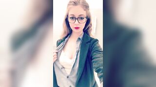 sweet Gal With A Huge Glasses Shows One But Fine