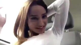 Brunette Girl Revealing Her Huge Boobs