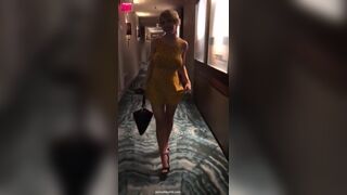Busty Blonde Removes Dress In Hotel Hallway - Baddest Girls