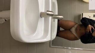 fucking round at work in the bathroom.