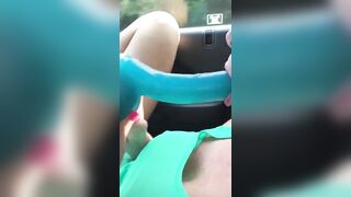 She Using Dildo On The Way To Home - Hold the Moan