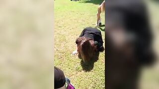 Hold the Groan: Playing leapfrog in the park with a good surprise at the end