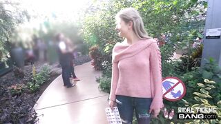 Teen flashes her tits in the butterfly garden - Hold the Moan