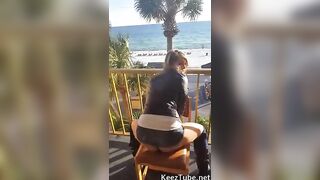Hold the Groan: Vacation Sextoy Riding On Sea View Balcony