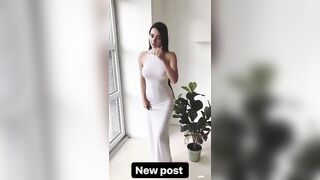 Helga Lovekaty: Pushing thought the constricted white costume