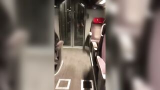 Dude gets caught getting a blowjob on the train