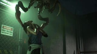 Fictional Insect: Jill being throatfucked by Deimos in RE3.