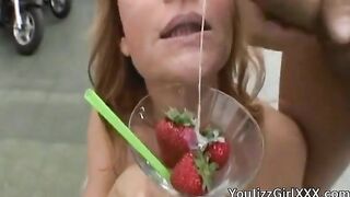 Weird things with cum: strawberries and semen.