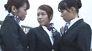 Flight attendants in training - Japanese Girl French Kissing