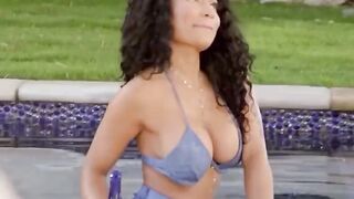 Celebrities: Nicki Minaj as she sees you walking towards her in the pool with your hard cock out