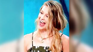Celebrities: Melissa Benoist's reaction when all the boys come out for her bang...