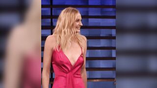 Celebrities: Sophie Turner braless wearing a short costume. Damn.. she's so pumping sexy