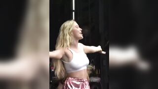 Celebrities: Zara Larsson's breasts bouncing, instantly made me hard