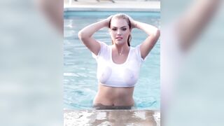 Celebrities: Kate Upton in a juicy t shirt. Teasing us with her nipps.