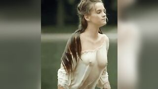 Noemie Schmidt showing her wonderful tits after going for a swim in a well-chosen dress in 'Versailles' . - Celebs
