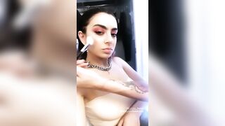 Celebrities: Charli XCX large breasts in the makeup chair
