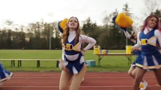 Cheerleader Madelaine Petsch giving a peak at her undies in front of everyone. - Celebs