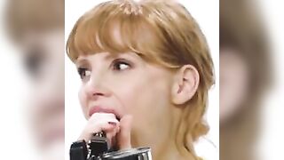 Celebrities: Jessica Chastain showing off her skills
