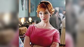 Celebrities: Christina Hendricks gives you this look when she sees your cock. What do you do?