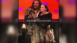 Celebrities: I think I know why Jason Mamoa sees Emilia Clarke every time he comes to England.