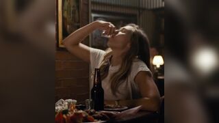 Celebrities: Elizabeth Olsen always orders a discharged glass filled with cum when she goes to the bar. The bartender is always glad to 