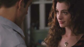 Celebrities: What? Anne Hathaway flashes her large doe eyes at you, as she works to unbuckle your strap. 