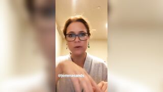 jenna Fischer in glasses and a robe, aka my pumping dream. This is doing it for me
