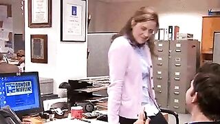 Naughty Pam wants to get intensely fucked & creampied at the office, when working late. Willingly letting Dwight join in on the sinful action. - Celebs