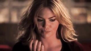 Celebrities: Kate Upton licking her fingers and lips clean after engulfing the photographer's cock