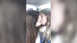 Cuties kissing in car