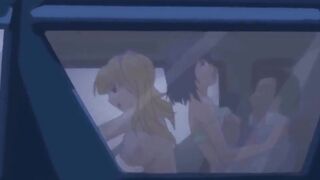 Threesome In The Car - Hentai