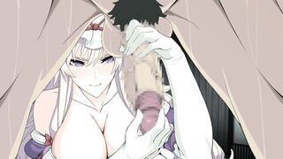 Stroking him with white gloves - Hentai